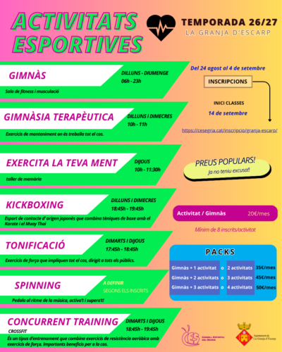 Activitats Granja d'Escarp La Granja d'Escarp 26/27 - Activitats esportives