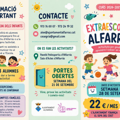 Extraescolars Alfarràs - Curs 2026-27